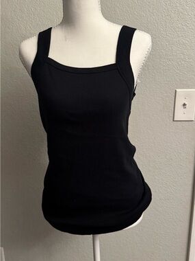 Men’s  Black Ribbed Square-Neck Muscle Tank